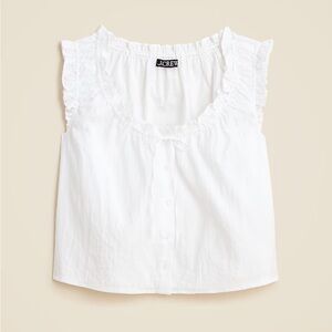 Jcrew Ruffle Trim Button up tank top size small white